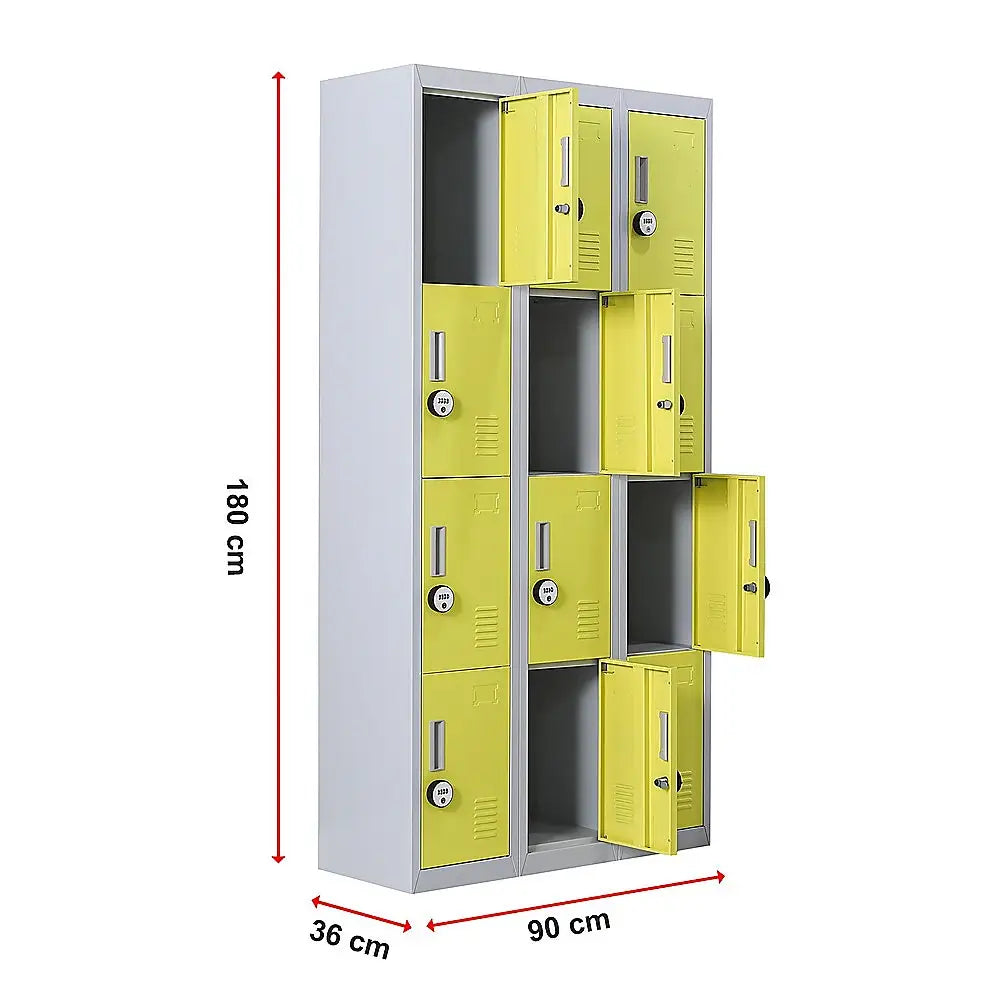 12-Door Locker for Office Gym Shed School Home Storage - 4-Digit Combination Lock - Furniture > Office