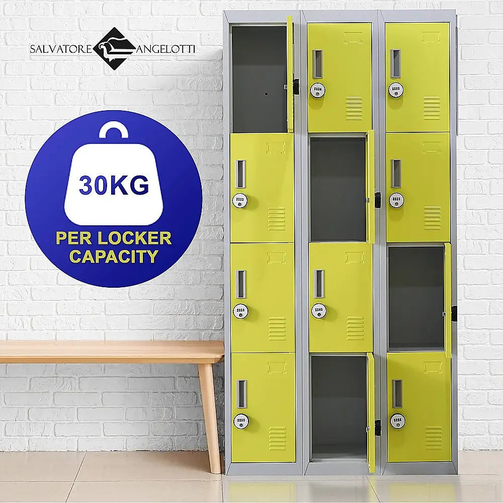 12-Door Locker for Office Gym Shed School Home Storage - 4-Digit Combination Lock - Furniture > Office