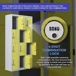 12-Door Locker for Office Gym Shed School Home Storage - 4-Digit Combination Lock - Furniture > Office