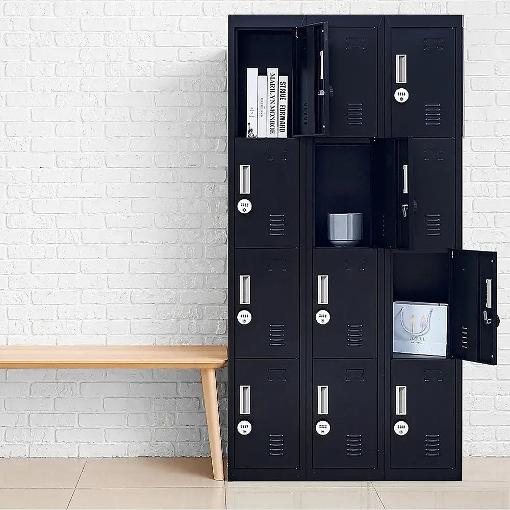 12-Door Locker for Office Gym Shed School Home Storage - 4-Digit Combination Lock - Furniture > Office