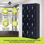 12-Door Locker for Office Gym Shed School Home Storage - Padlock-operated - Furniture > Office