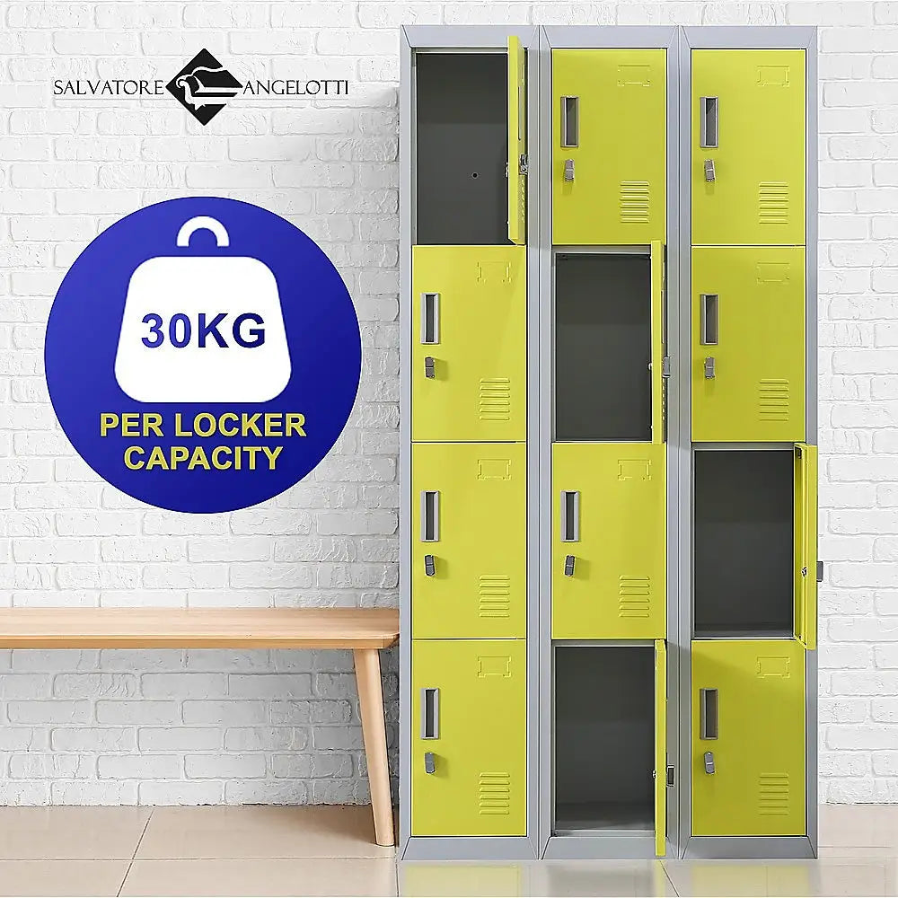 12-Door Locker for Office Gym Shed School Home Storage - Padlock-operated - Furniture > Office