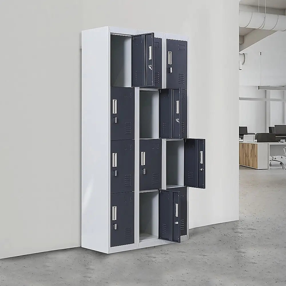 12-Door Locker for Office Gym Shed School Home Storage - Padlock-operated - Furniture > Office