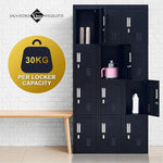 12-Door Locker for Office Gym Shed School Home Storage - Padlock-operated - Furniture > Office