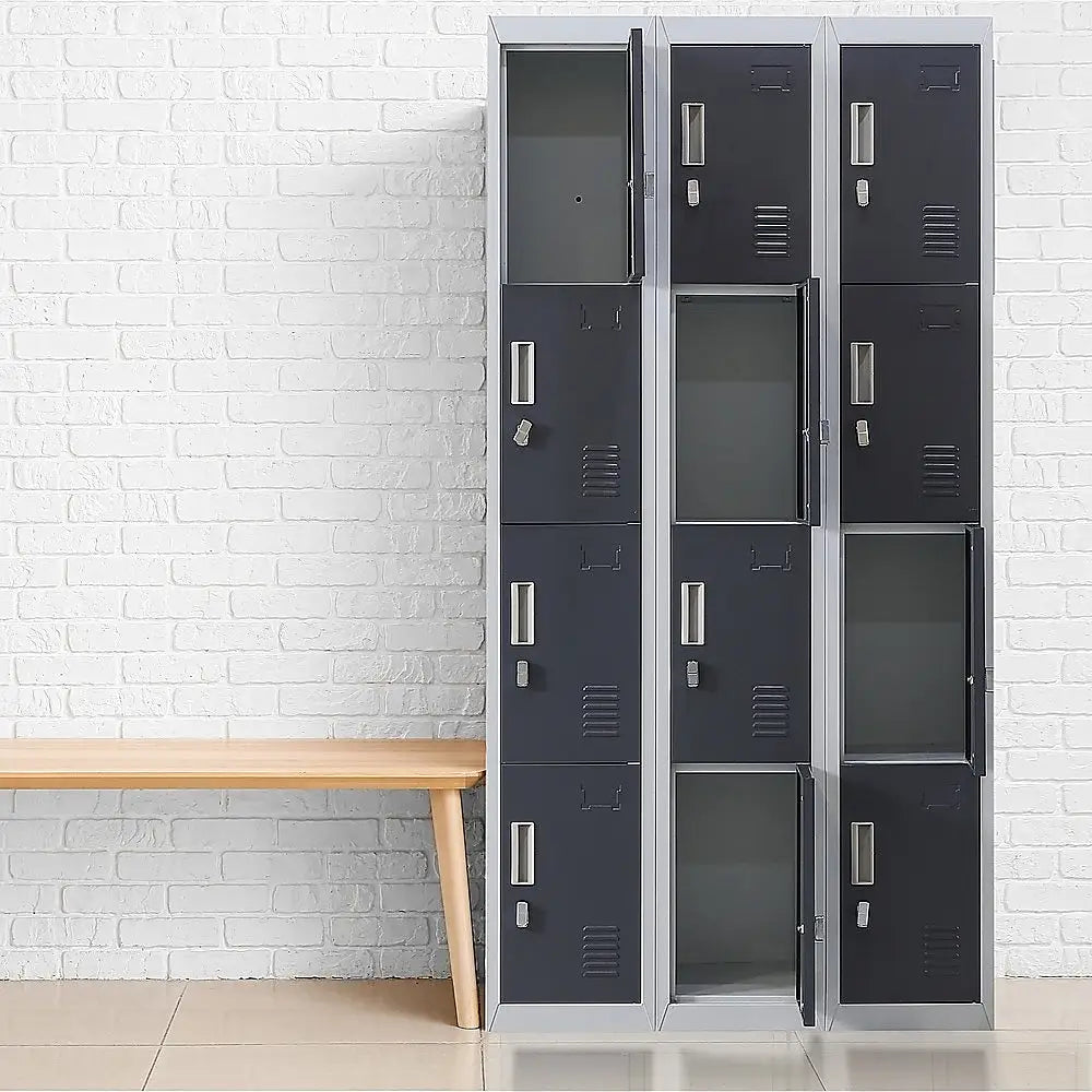 12-Door Locker for Office Gym Shed School Home Storage - Padlock-operated - Furniture > Office