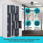 12-Door Locker for Office Gym Shed School Home Storage - Padlock-operated - Furniture > Office