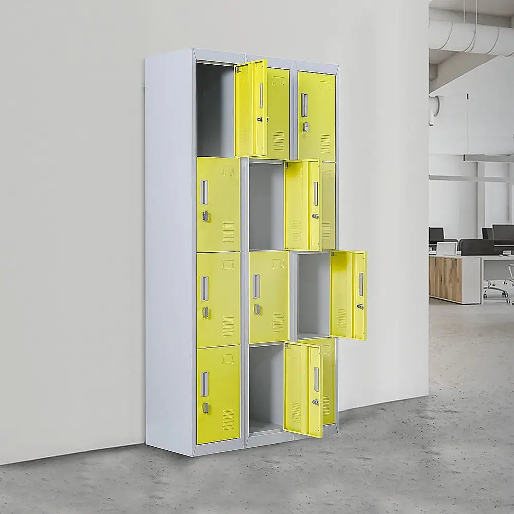 12-Door Locker for Office Gym Shed School Home Storage - Padlock-operated - Furniture > Office
