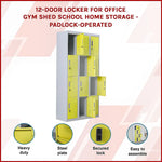 12-Door Locker for Office Gym Shed School Home Storage - Padlock-operated - Furniture > Office