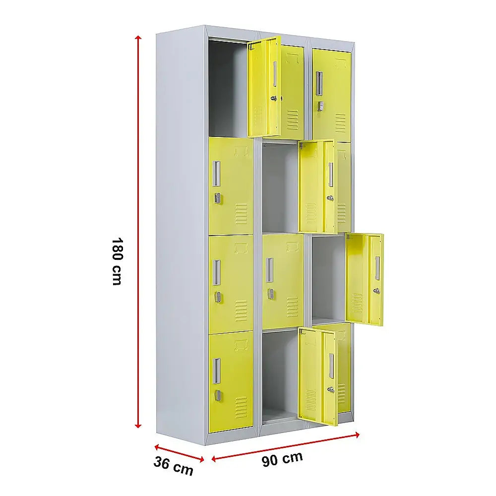 12-Door Locker for Office Gym Shed School Home Storage - Padlock-operated - Furniture > Office