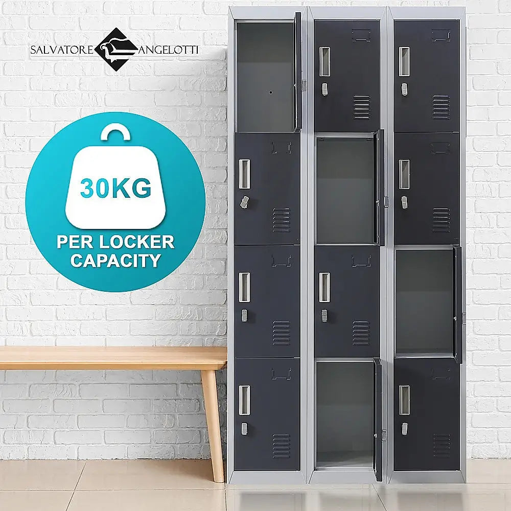 12-Door Locker for Office Gym Shed School Home Storage - Padlock-operated - Furniture > Office