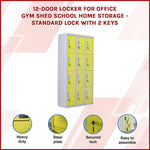 12-Door Locker for Office Gym Shed School Home Storage - Standard Lock with 2 Keys - Furniture > Office