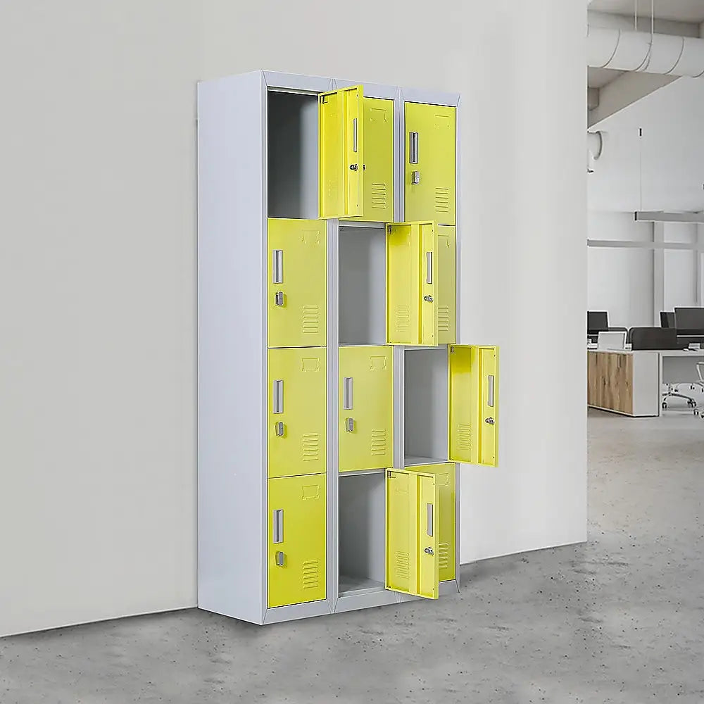 12-Door Locker for Office Gym Shed School Home Storage - Standard Lock with 2 Keys - Furniture > Office