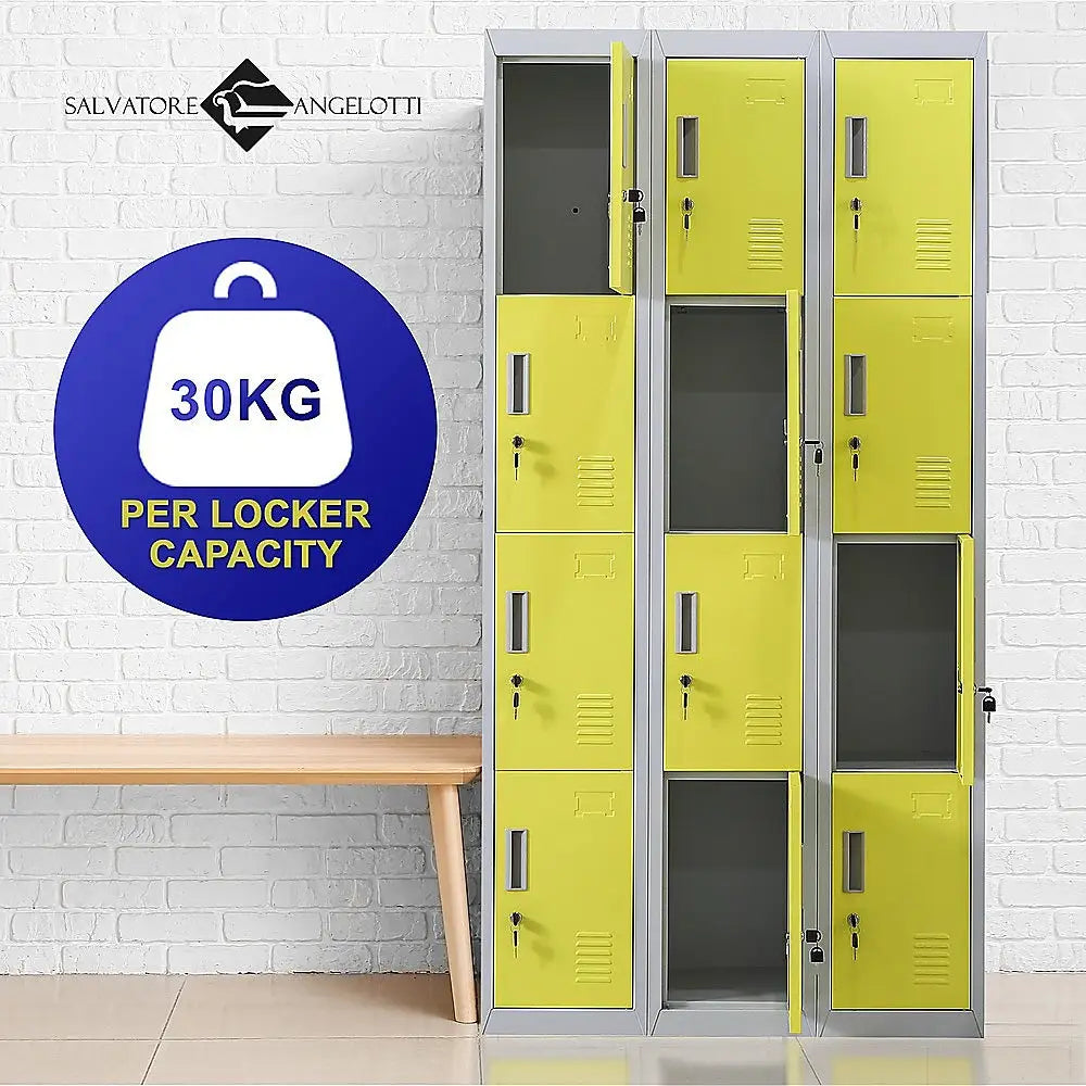 12-Door Locker for Office Gym Shed School Home Storage - Standard Lock with 2 Keys - Furniture > Office