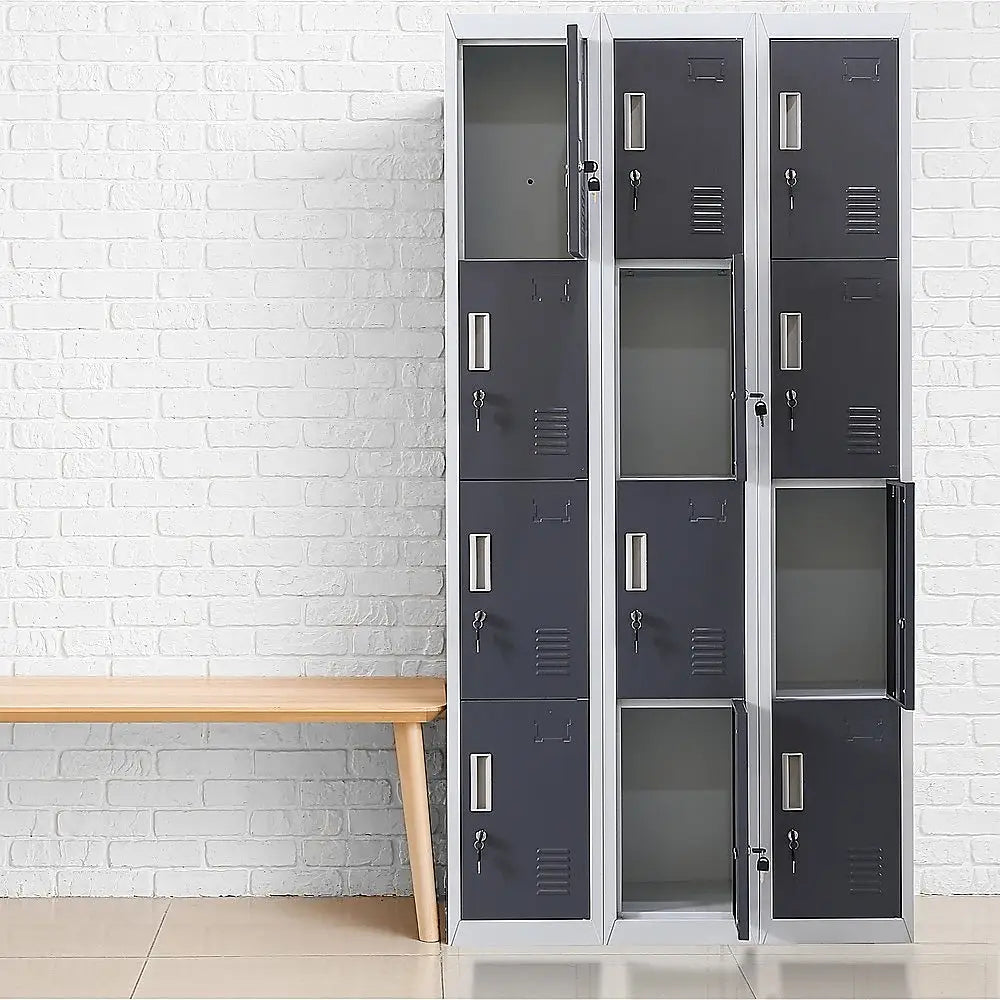 12-Door Locker for Office Gym Shed School Home Storage - Standard Lock with Keys - Furniture > Office