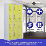 12-Door Locker for Office Gym Shed School Home Storage - Standard Lock with 2 Keys - Furniture > Office