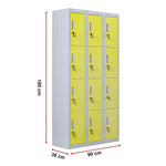 12-Door Locker for Office Gym Shed School Home Storage - Standard Lock with 2 Keys - Furniture > Office