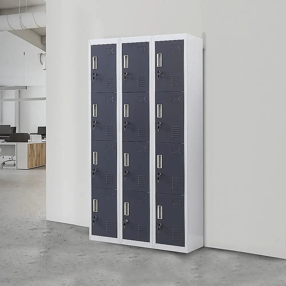 12-Door Locker for Office Gym Shed School Home Storage - Standard Lock with Keys - Furniture > Office
