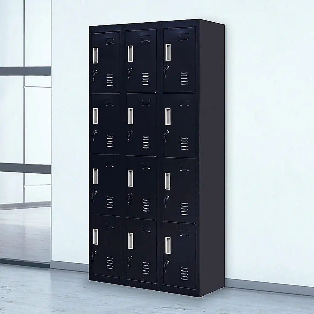 12-Door Locker for Office Gym Shed School Home Storage - Standard Lock with Keys - Furniture > Office