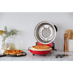 12-inch Pizza Oven with Thermal Control Timer Viewing Window and Removable Stone - Red - Appliances > Kitchen