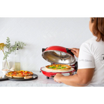 12-inch Pizza Oven with Thermal Control Timer Viewing Window and Removable Stone - Red - Appliances > Kitchen