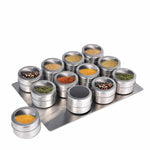12 Magnetic Spice Jar Tins and Steel Plate - 150g Seasoning Storage Containers - Home & Garden > Kitchenware