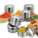 12 Magnetic Spice Jar Tins and Steel Plate - 150g Seasoning Storage Containers - Home & Garden > Kitchenware