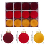 12-Piece Velvet Christmas Ornament Set - Classic Wine Red Red and Yellow Baubles for Holiday Tree Decoration (6cm)