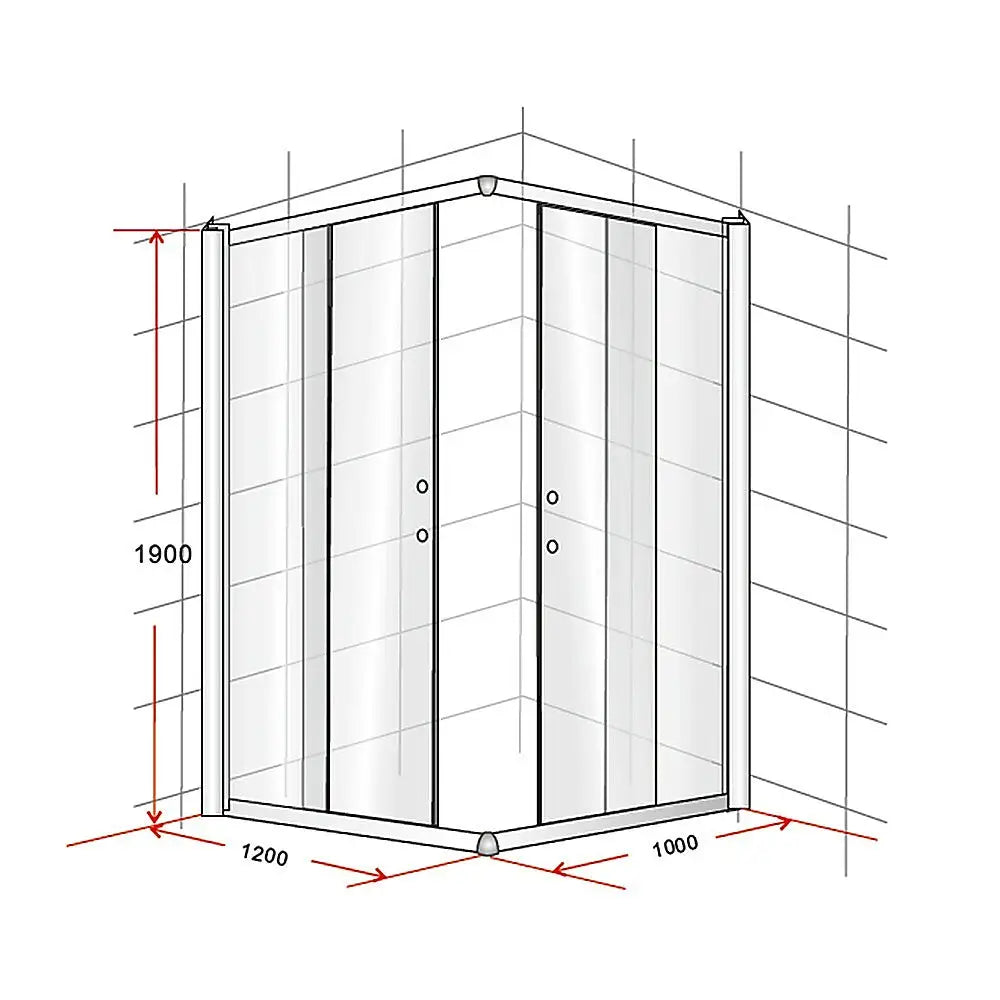 1200 x 1000mm Sliding Door Nano Safety Glass Shower Screen By Della Francesca - Furniture > Bathroom > Shower Heads &