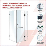 1200 x 900mm Frameless 10mm Glass Shower Screen By Della Francesca - Furniture > Bathroom > Shower Heads & Screens