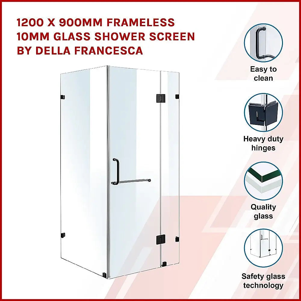 1200 x 900mm Frameless 10mm Glass Shower Screen By Della Francesca - Furniture > Bathroom > Shower Heads & Screens