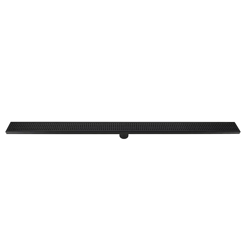 1200mm Bathroom Shower Black Grate Drain w/Centre outlet Floor Waste Square Pattern - Home & Garden > DIY > Kitchen &