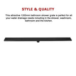 1200mm Bathroom Shower Black Grate Drain w/Centre outlet Floor Waste Square Pattern - Home & Garden > DIY > Kitchen &