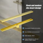 1200mm Bathroom Shower Brushed Brass Grate Drain w/ Centre outlet Floor Waste Square Pattern - Home & Garden > DIY >