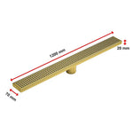 1200mm Bathroom Shower Brushed Brass Grate Drain w/ Centre outlet Floor Waste Square Pattern - Home & Garden > DIY >