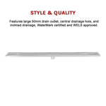 1200mm Bathroom Shower Stainless Steel Grate Drain w/Centre outlet Floor Waste Square Pattern - Home & Garden > DIY >