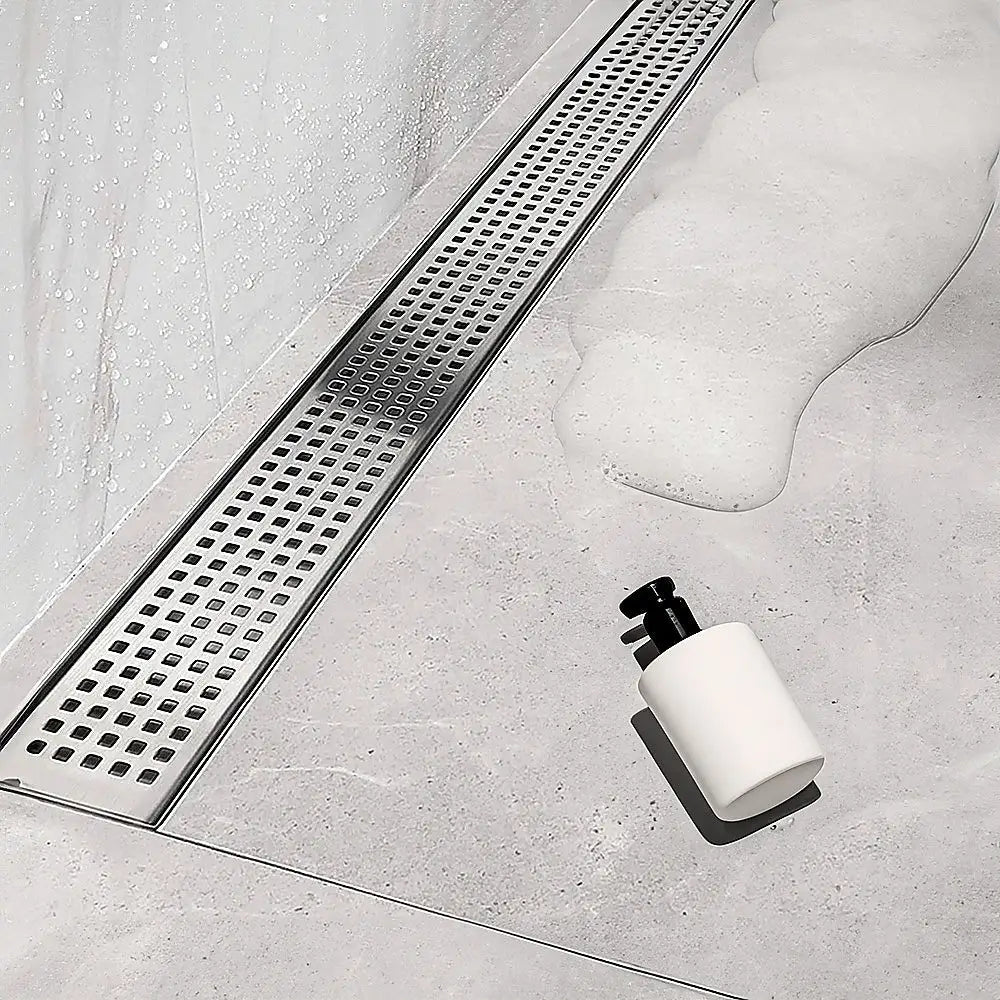 1200mm Bathroom Shower Stainless Steel Grate Drain w/Centre outlet Floor Waste Square Pattern - Home & Garden > DIY >