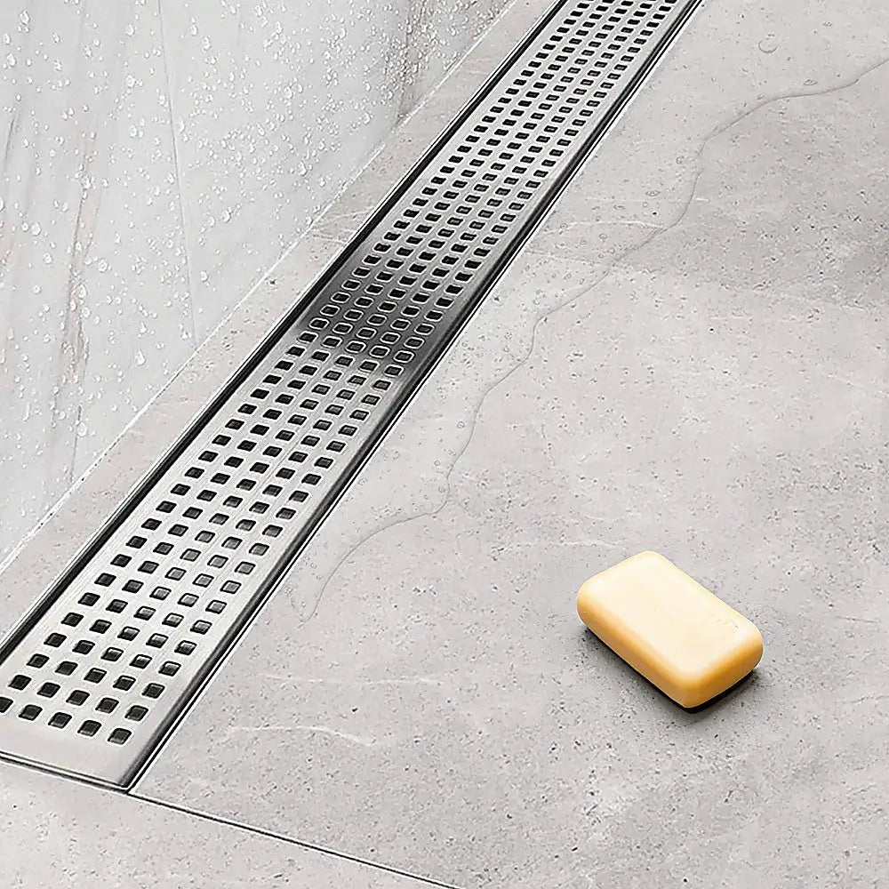1200mm Bathroom Shower Stainless Steel Grate Drain w/Centre outlet Floor Waste Square Pattern - Home & Garden > DIY >