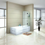 120cm Frameless Glass Bath Screen with Brass Brackets - White - Furniture > Bathroom > Shower Heads & Screens