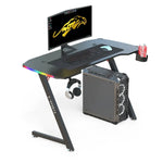 120cm New Arrive Computer Table Z Shaped Gaming Desk With RGB Led Lights Gaming Tables - Furniture > Office > Desks