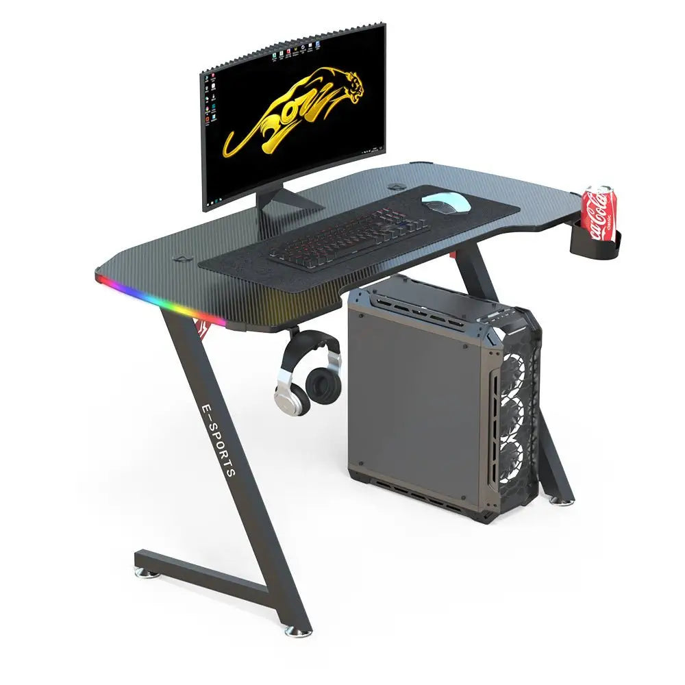 120cm New Arrive Computer Table Z Shaped Gaming Desk With RGB Led Lights Gaming Tables - Furniture > Office > Desks