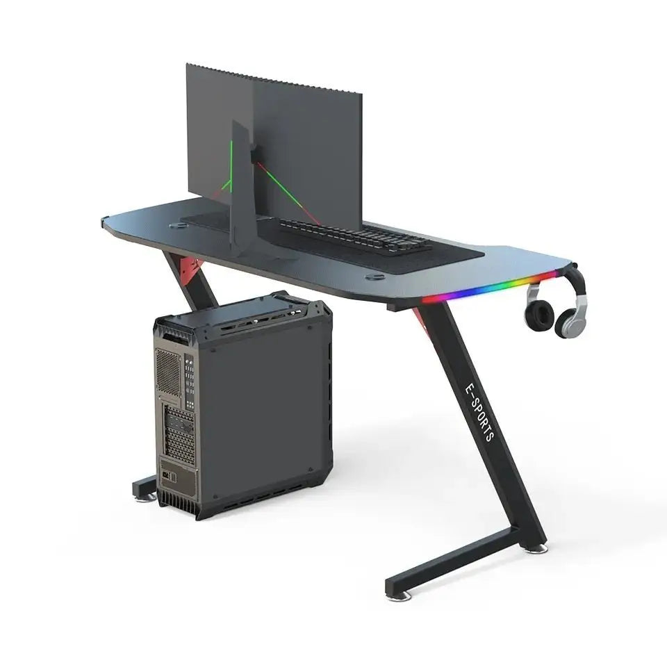 120cm New Arrive Computer Table Z Shaped Gaming Desk With RGB Led Lights Gaming Tables - Furniture > Office > Desks