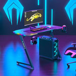 120cm New Arrive Computer Table Z Shaped Gaming Desk With RGB Led Lights Gaming Tables - Furniture > Office > Desks