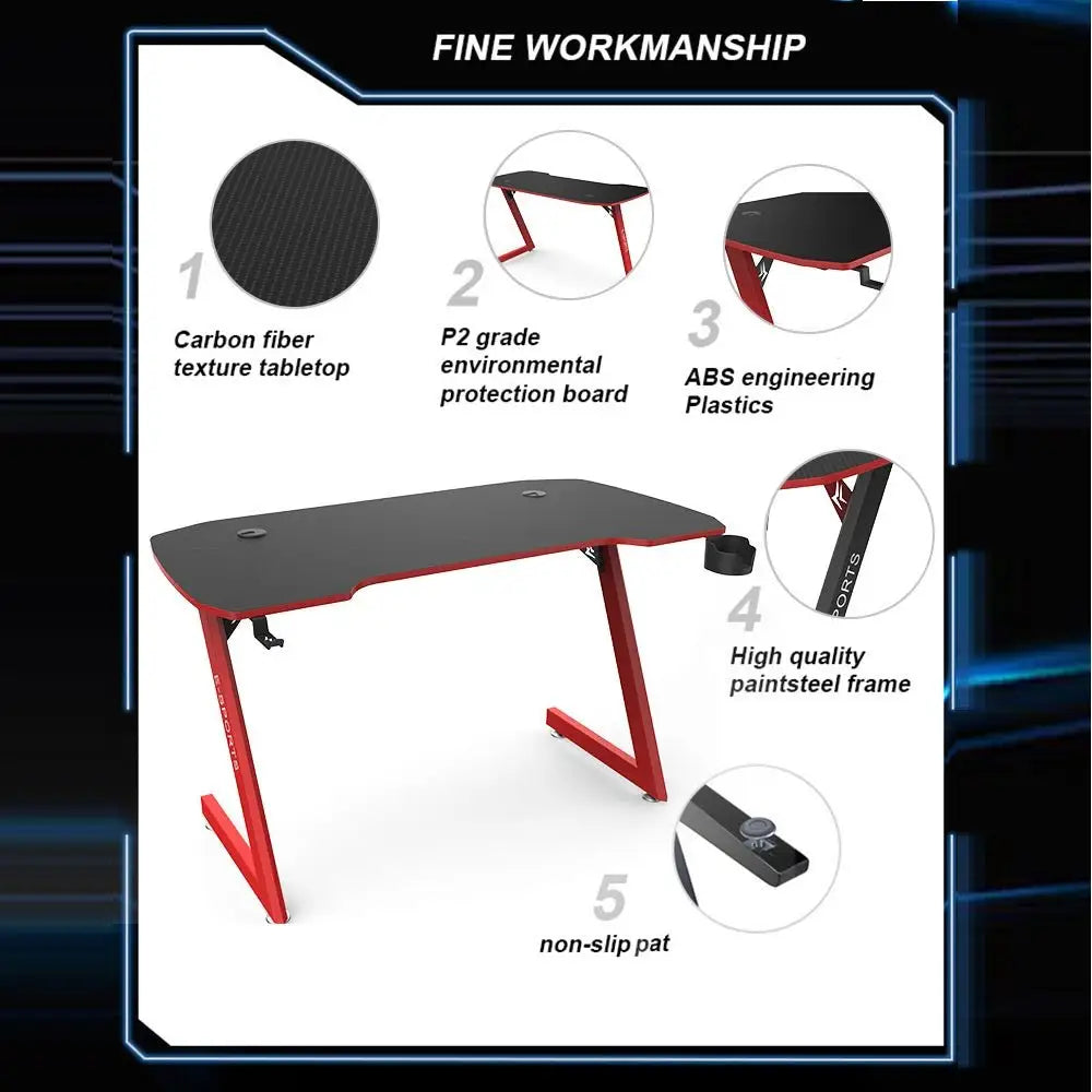 120cm New Arrive Computer Table Z Shaped Gaming Desk With RGB Led Lights Gaming Tables - Furniture > Office > Desks