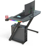 120cm New Arrive Computer Table Z Shaped Gaming Desk With RGB Led Lights Gaming Tables - Furniture > Office > Desks