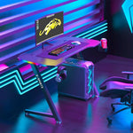 120cm New Arrive Computer Table Z Shaped Gaming Desk With RGB Led Lights Gaming Tables - Furniture > Office > Desks