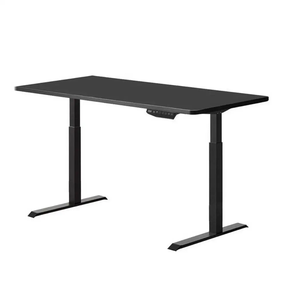120cm Standing Desk Height Adjustable Sit Black Stand Motorised Black Single Motor Frame Black Top - Furniture > Office