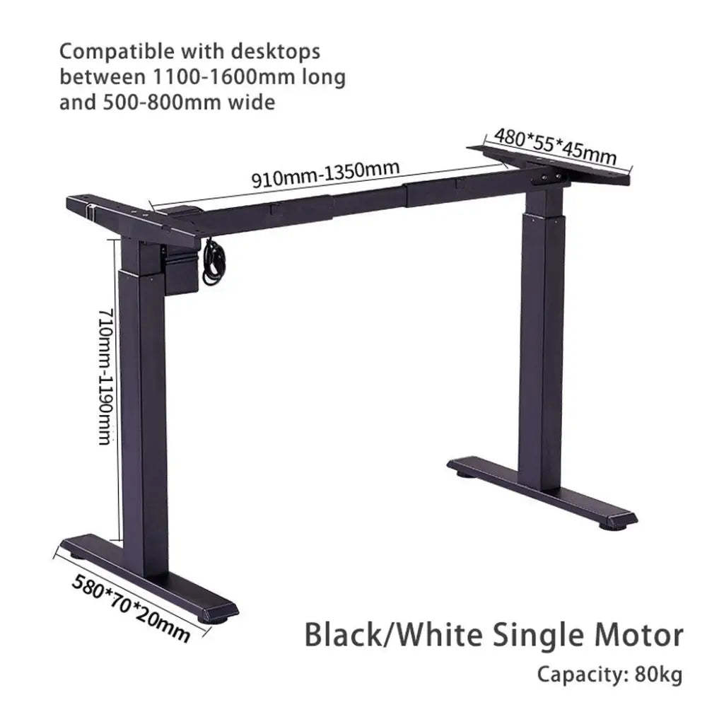 120cm Standing Desk Height Adjustable Sit Grey Stand Motorised Single Motor Frame White Top - Furniture > Office
