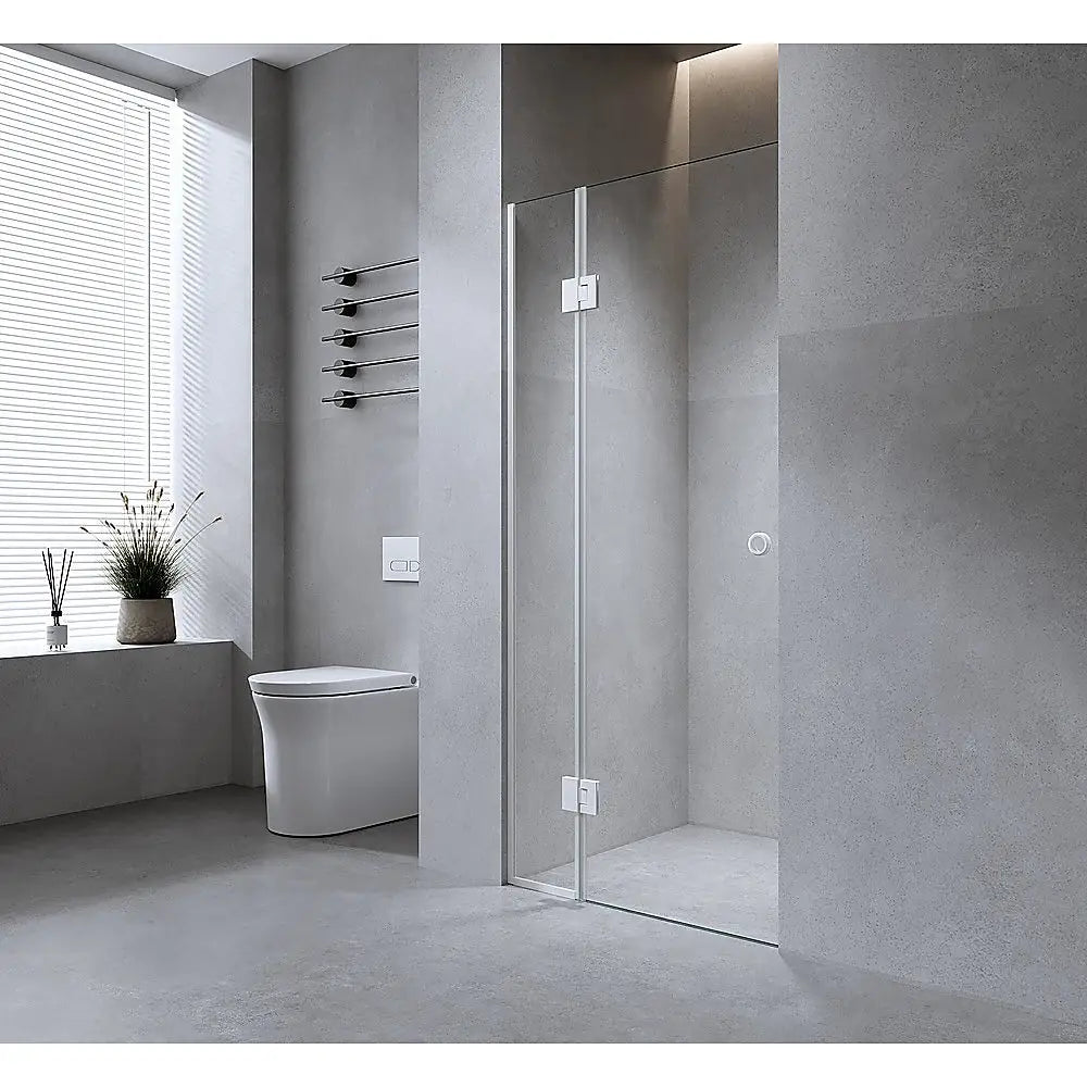 120cm Wall to Wall Frameless Shower Screen with Chrome Channel and SS Hinges - Furniture > Bathroom > Shower Heads &