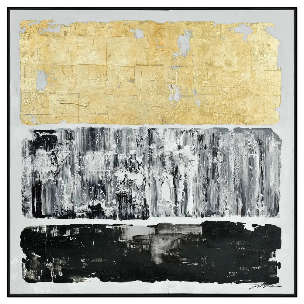 120X120cm Tonal Trilogy Black Framed Hand Painted Canvas Wall Art - Home & Garden > Wall Art