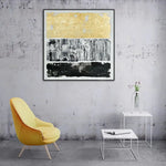 120X120cm Tonal Trilogy Black Framed Hand Painted Canvas Wall Art - Home & Garden > Wall Art